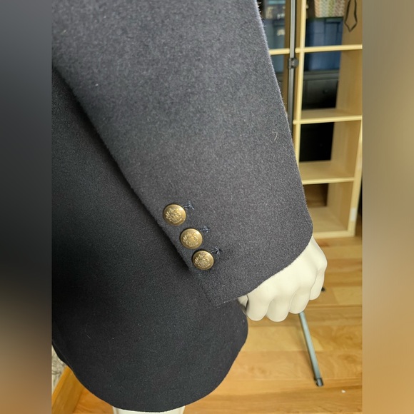 Navy Double-Breasted Wool-Blend Coat - Picture 2 of 10
